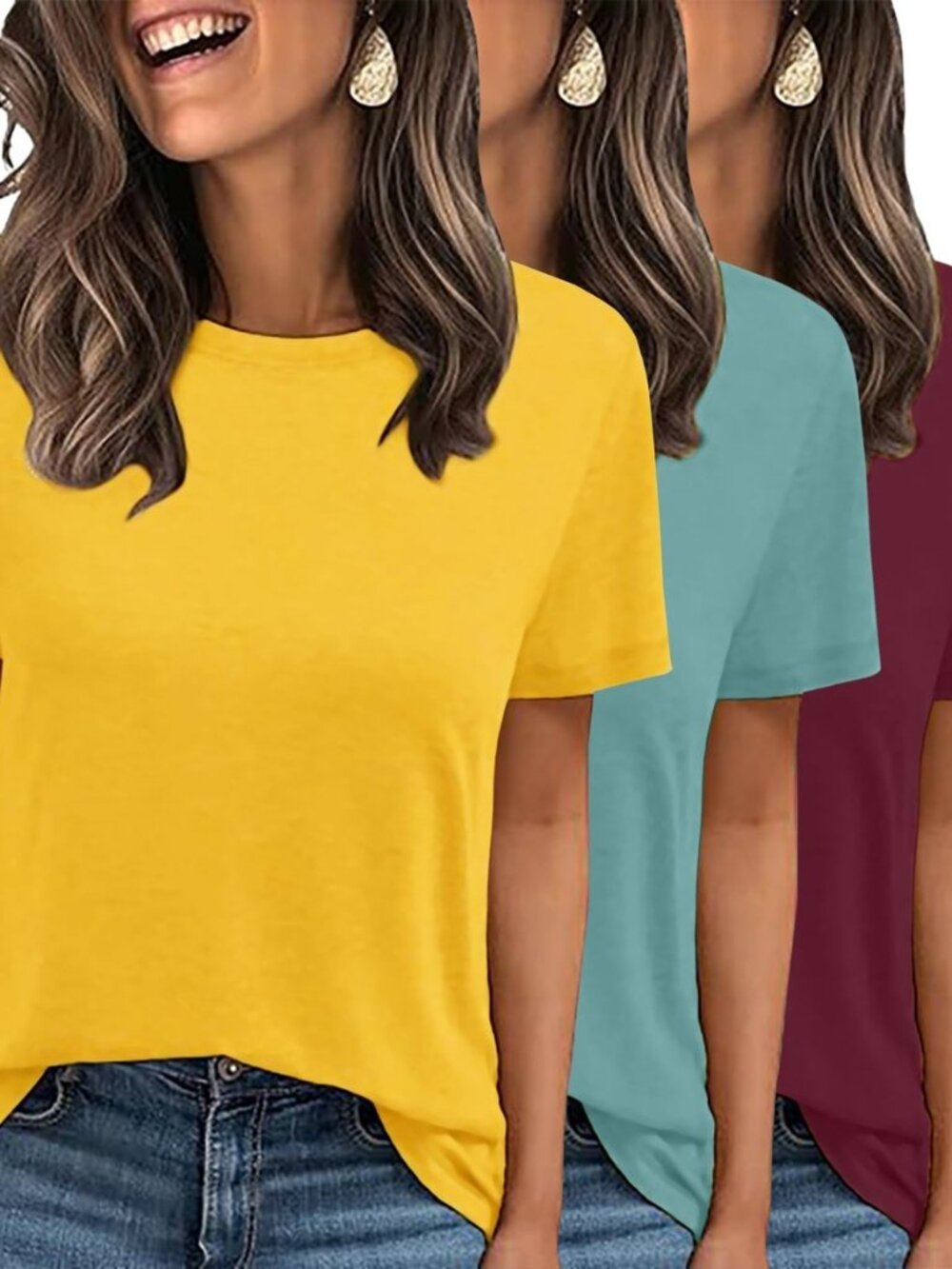 3 Pack Womens Basic T Shirts Summer Tops 2026 Short Sleeve Tees Comfy Casual